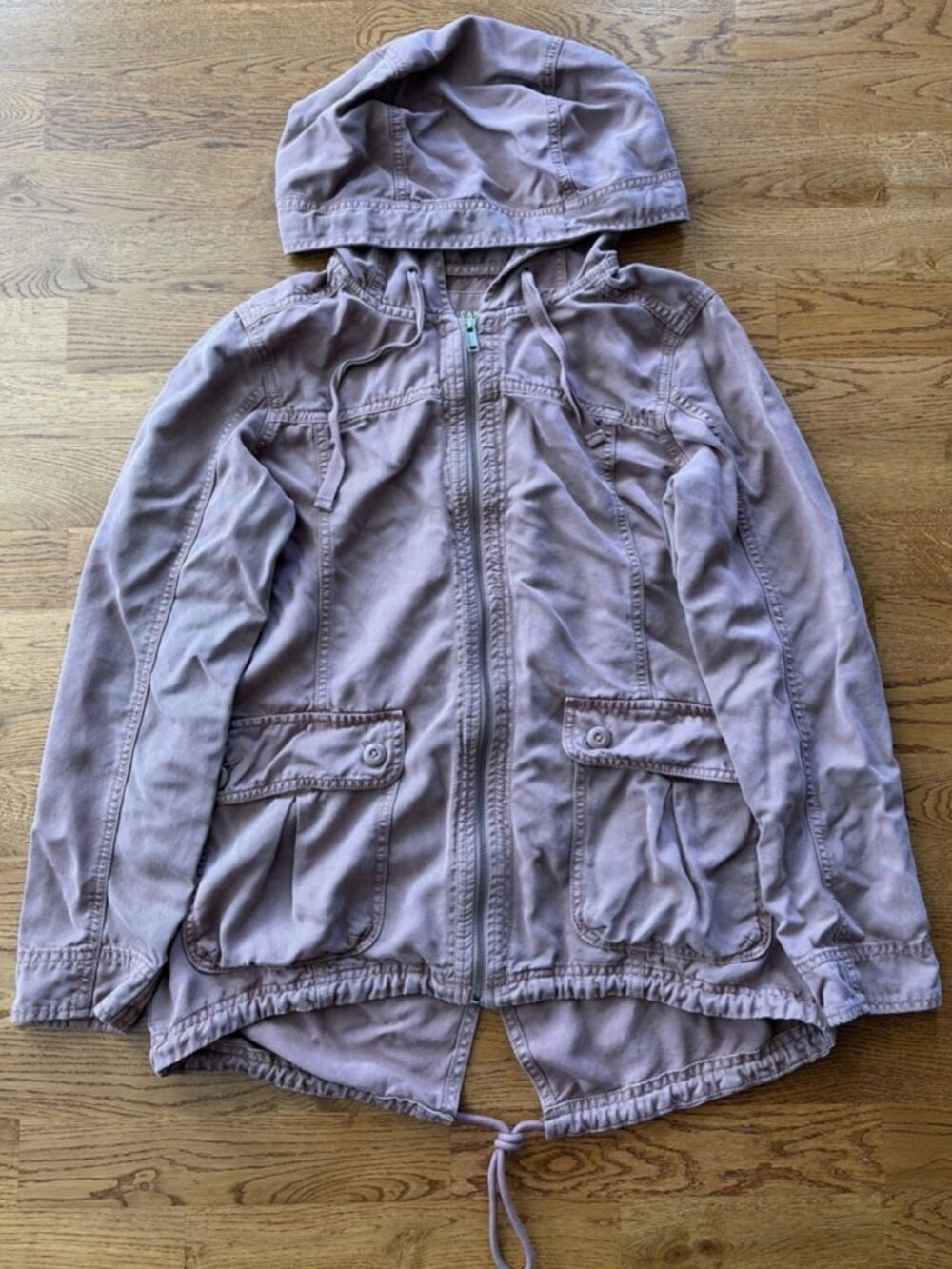 American Eagle Hooded Coat Women Jacket Twill Skirted Mauve Dusty Pink Utility M